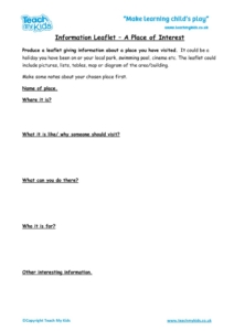 Worksheets for kids - Information-Leaflet-a-place-of-interest